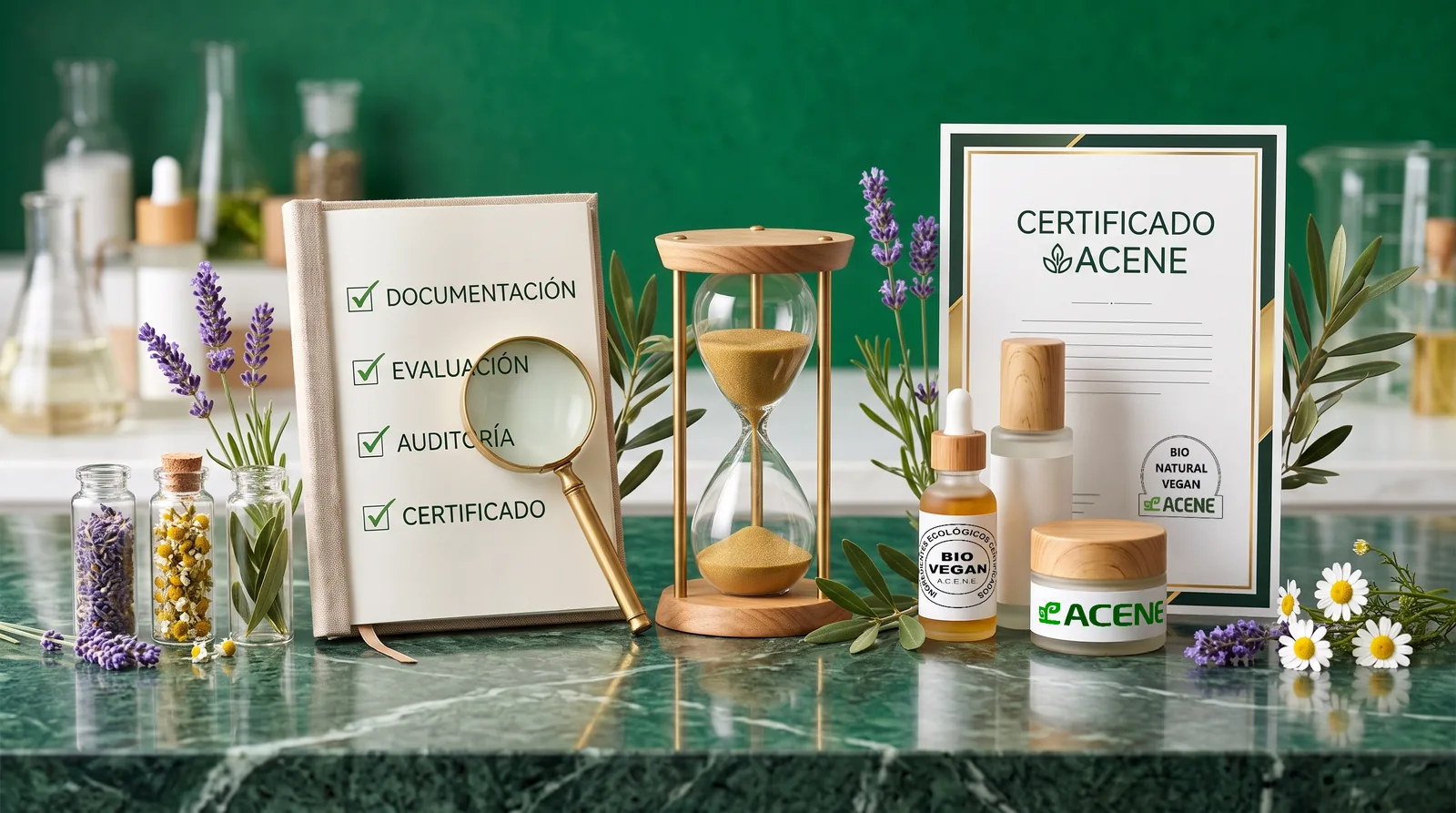 Calendario y documentación del proceso de certificación cosmética.