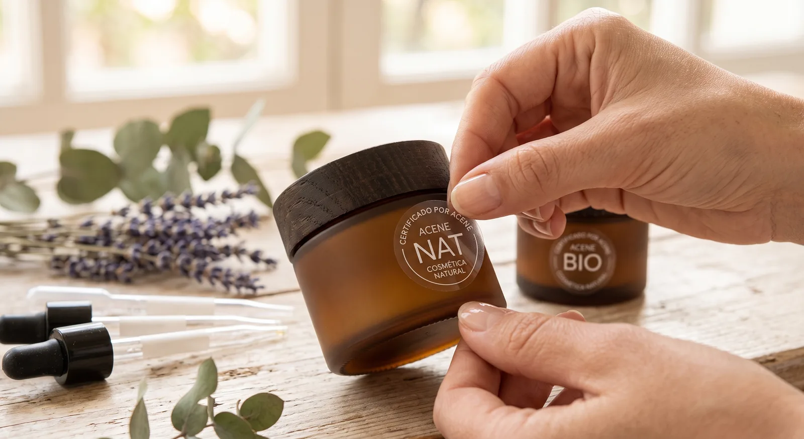 Etiqueta INCI de un cosmético natural siendo analizada.